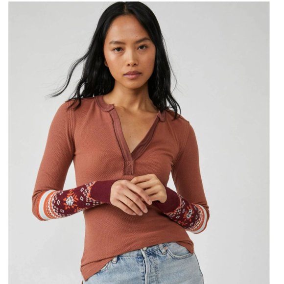 NWT Free People Tops  Mikah Layering Cuff Top In Autumn Combo - Picture 4 of 10